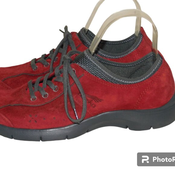 Dansko Elisa Red Suede Lace Up Athletic Oxford Sneakers Size 37 US Size 6.5-7